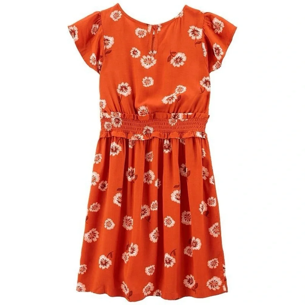 Carter’s‎ | Girls Orange and Cream A-Line Sundress with Flutter Cap Sleeves